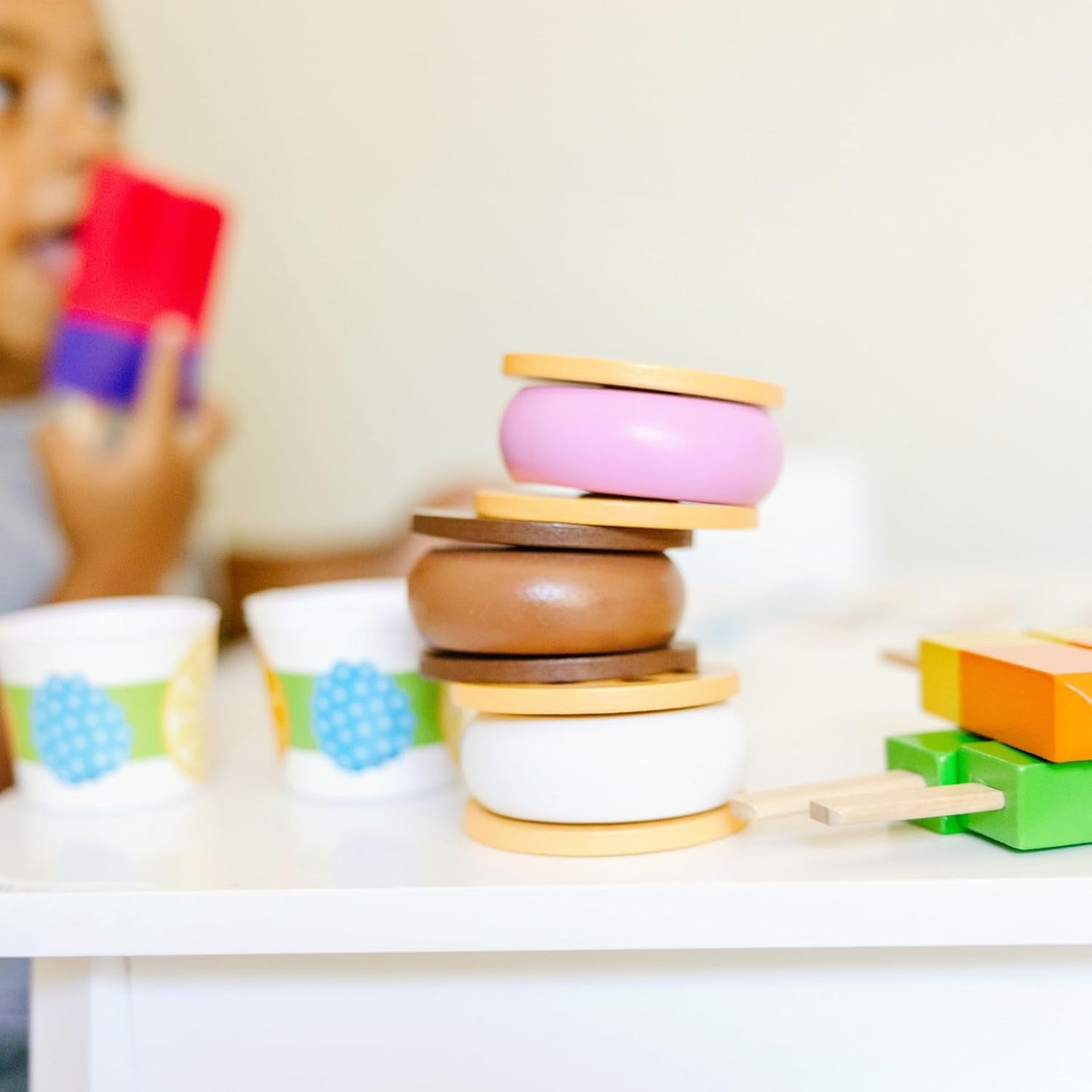 Wooden Frozen Treats Ice Cream Play Set (24 Pcs) - Play Food and Accessories Food Toys for Toddlers and Kids 3+