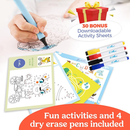 Kids Travel Tray for Car - Car Seat Tray with Activity Sheets & Pens, Road Trip Essentials for Car & Airplane, Must Have Toddler Travel Lap Desk Accessories - Road Trip Activities for Kids