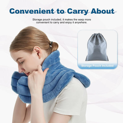 Neck Heating Pad Microwavable for Shoulders, Warmer Wrap Microwave Heating Pad for Neck and Shoulders for Pain Relief (Light Blue)
